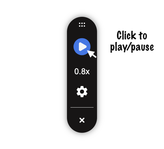 The ReadText reading bar with play button, speed and settings